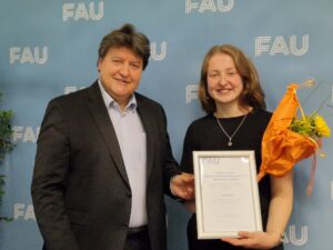 Prof. Boccaccini with Ms. Jana Reh recieving her award