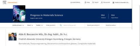 Towards entry "Prof. Boccacccini appointed Editor of Progress in Materials Science"